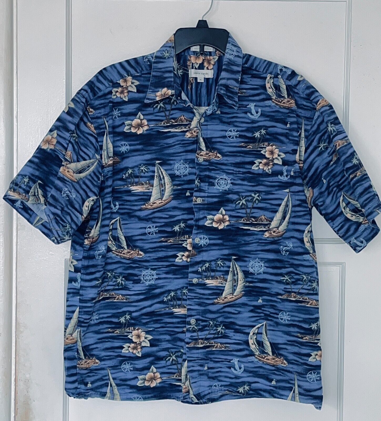 Hawaiian Style Shirt - Island Sailing Style Print Pattern - Sz XL - $24.72