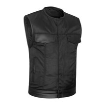 MOTORCYCLE CLUB VEST STYLE ROLLED COLLAR TEXTILE VEST - £58.73 GBP