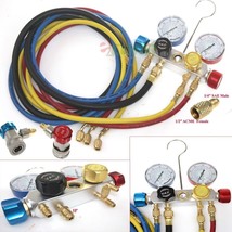 R410a R134a R12 R22 4 Way Valve Manifold Gauge + 4 Hoses Quick Adapter H... - €58,95 EUR