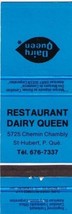 Matchbook Cover Dairy Queen St Hubert Quebec Blue - £1.56 GBP