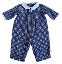 Vintage Gymboree Baby Girl Romper Size 3-6 Months Blue Collar Circles Embroidery - £23.73 GBP