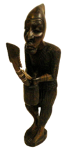 African Hand Carved Wood Musician (13-1/2&quot;) Tribal Figure Ethnic Yoruba? Statue - £79.91 GBP