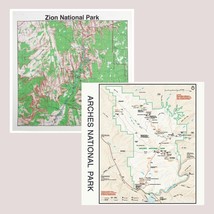 Utah National Park Bandanna 2-Pack Bundle Zion Arches Map Printed Image Nature - £14.19 GBP