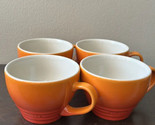 Le Creuset 400ml Giant Cappuccino Cup Mugs Flame Orange Set Of 4 Ombre New - $89.99