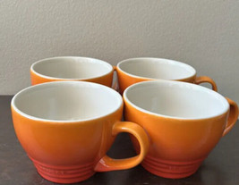 Le Creuset 400ml Giant Cappuccino Cup Mugs Flame Orange Set Of 4 Ombre New - £70.61 GBP