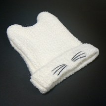 Cat Ears Ribbed Knit Beanie Hat Cap - Cream (BN-HAT101) - £6.42 GBP