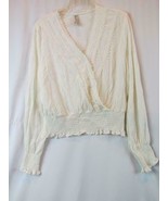 NWT American Rag Smocked Top Long Sleeve One Snap Front Egret Med Org $4... - £19.44 GBP