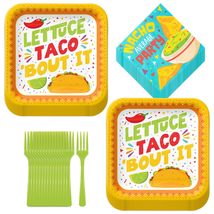 Taco Party Supplies - Lettuce Celebrate Paper Dinner Plates, Nacho Lunch Napkins - £13.87 GBP