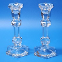Imperial Crystal HEAVY Lead Crystal 7¼” Tapered Candle Holders - Pair Of 2 - £27.43 GBP