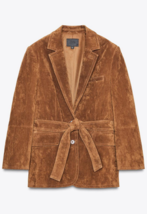 ZARA BNWT 2025. TOFFEE BROWN SUEDE LEATHER BLAZER JACKET BELT 4341/747/745 - $5,578.99 MXN