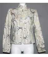 Peck &amp; Peck Rhinestones Studs Paisley Mock Collar Zipper Jacket Blazer W... - $50.24 CAD