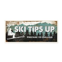 Stupell Industries Blue and White Ski Tips Up Prepare to Unload Rustic Wood Look - $54.99