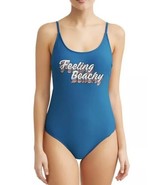 NEW No Boundaries Feeling Beachy Blue One Piece Cheeky High Leg Swimsuit... - $20.29 CAD
