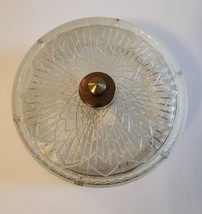 Vintage Glass Ceiling Light Fixture 10&quot; Round Bronze 1950s/60s - £23.24 GBP