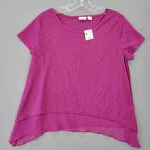 Cato Women Shirt Size M Purple Preppy Classic Short Sleeve Scoop Neck Casual Top - £11.32 GBP