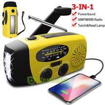 Radio Emergency Flashlight Waterproof Phone Charger Solar Hand Crank Am Fm Noaa - £32.86 GBP