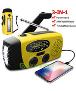 Radio Emergency Flashlight Waterproof Phone Charger Solar Hand Crank Am ... - £32.15 GBP