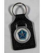 Vintage Chrysler Logo Leather &amp; Metal Key Ring Fob Holder - £15.44 GBP