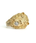 Vintage 1940&#39;s 1950&#39;s Diamond Lion Head Ring 14K Yellow Gold, 20.01 Grams - £2,512.40 GBP