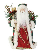 Dept 56 Santa 6006862 Country Living Plaid Outfit Figurine Tree Topper 12" H - £31.58 GBP