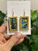Famous painting clay earrings, van Gogh’s starry night earrings, art for ears - £95.90 GBP