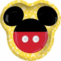 Mickey Mouse Shaped Paper Plates - 9&quot; x 7.625&quot; | Multicolor | Pack of 8 - £14.38 GBP