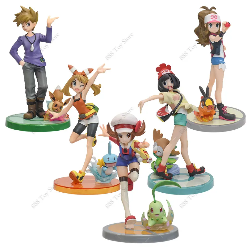 Pokemon Figure Hilda And Tepig May And Mudkip Action Figures Blue Oak And Eevee - £18.92 GBP+