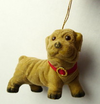 Brown Dog Velvet Covered Christmas Ornament 1985 vintage - $3.91