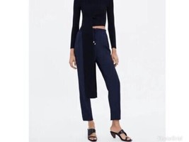 Zara Basic Collection Women&#39;s SZ Medium Blue Polyester Drawstring Waist Pants - £14.06 GBP