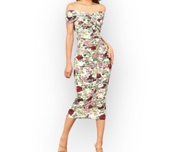 Women’s Off Shoulder Romantic Rose Floral Print Twist Front Bodycon Dres... - £11.61 GBP