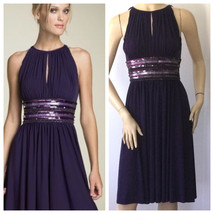 JS Boutique Purple Embellished Waist Keyhole Dress (Size 4) - £27.93 GBP