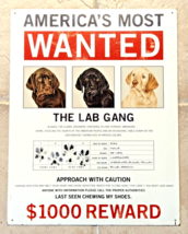 America&#39;s Most Wanted Lab Gang Tin Sign 12.5 x 16-inch Rustic Retro Dog Decor - £15.95 GBP