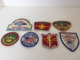 Vintage Souvenir Emblem Nassau County BSA Boy Scout Patch Patches Lot Of 7 - £27.23 GBP