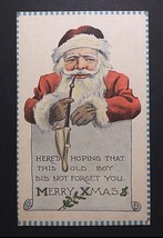 Santa Smoking Long Pipe Merry Xmas Christmas Samson Bros Antique Postcard c1910s - £15.73 GBP