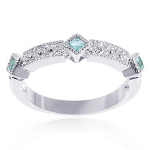 0.30 Carat Square Cut Green Cubic Zirconia Band in Sterling Silver - £23.96 GBP