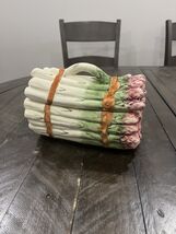 Vintage Asparagus Covered Trinket Dish Lidded Ceramic Bowl Portugal Majo... - $39.59