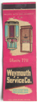 Weymouth Service Co.  Hollywood, California 20 Strike Matchbook Cover Matchcover - £1.56 GBP