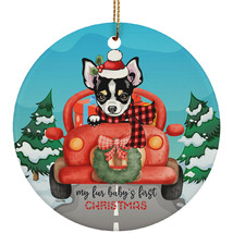 Puppy Chihuahua Dog Circle Ornament Fur Baby First Xmas Pet Lover Gift Decor - £15.86 GBP