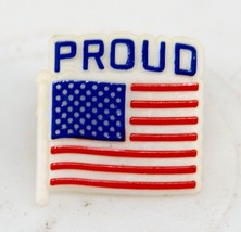 Vintage Patriotic/Political Pin  American Flag “PROUD” Plastic NOS 6473 - £4.75 GBP
