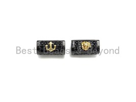 Lion Head/Anchor Bead,Tube Spacer Bead, Black CZ Pave Tube Spacer Beads for - $3.90