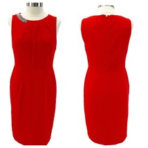 Kasper Womens 6 Sheath Midi Dress Sleeveless Tomato Red Beaded Holiday  - £30.08 GBP