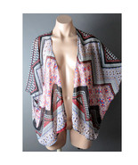 Red Boho Women Geometric Pattern Casual Wrap Kimono Short Sleeve Cardiga... - €8,56 EUR