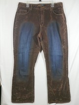 VTG 90s Y2K Route 66 Stretch Fit Brown Flocked Boot Cut Jeans Size 20W Denim - £19.65 GBP