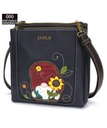 GNOME SUNFLOWER MERRY MESSENGER BAG PURSE RFID NAVY CHALA - $1,099.46 MXN