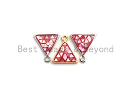 100% Natural HOT PINK Color Shell Triangle Shape Pendant/Charm, Gold/Silver - £1.93 GBP