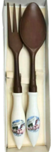 Florida Pink Flamingos Salad Fork and Spoon Serving Utensils Ceramic Fau... - $7.68