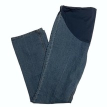 Maternity Jeans Medium Old Navy Adjustable Med Wash Blue Denim 1/2 Panel Stretch - £4.76 GBP