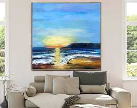 Seascape Paintings On Canvas Original Acrylic ART Oil Painting | SEASCAP... - £310.27 GBP