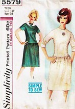 Vintage 1964 Teen&#39;s DROP-WAIST DRESS Simplicity Pattern 5579-s Size 14 - £9.59 GBP