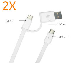 2x 2IN1 USB C Female to USB  Adapter &amp; Type C to TYPE C cable cord Converter - £5.90 GBP